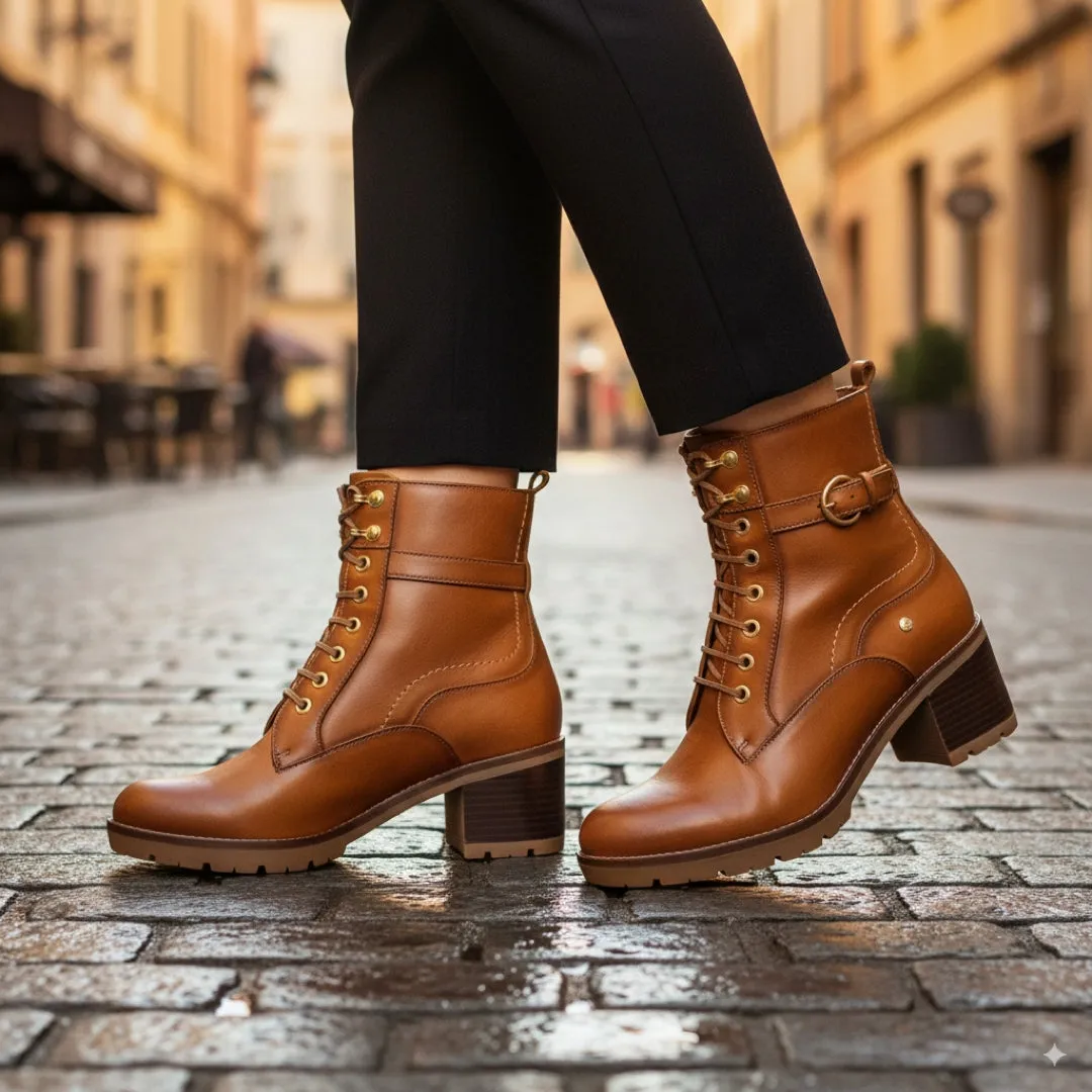 Llanes - Women’s Brandy Brown Leather Mid-Heel Ankle Boots sold by Tru Clothing product image thumbnail 3