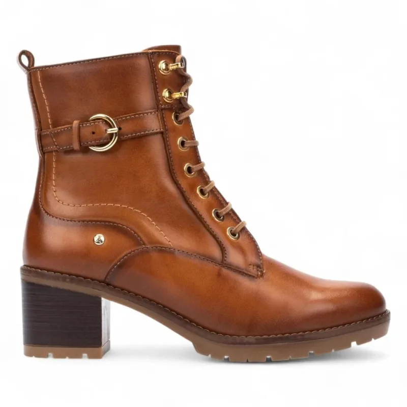 Llanes - Women’s Brandy Brown Leather Mid-Heel Ankle Boots sold by Tru Clothing