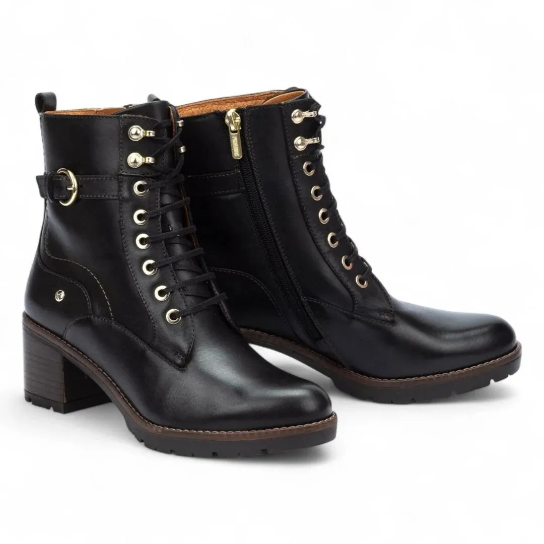 Llanes - Women’s Black Leather Mid-Heel Combat Ankle Boots sold by Tru Clothing product image thumbnail 5
