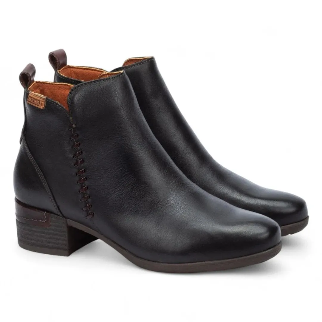 Malaga - Women’s Black Mid Heel Zip Leather Ankle Boots sold by Tru Clothing product image thumbnail 2