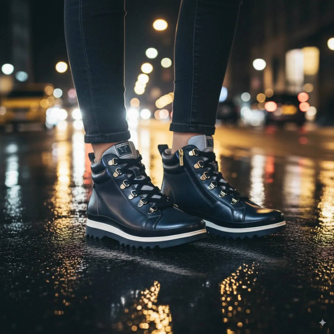 Vigo - Women’s Blue Leather Ankle Trainers Boots sold by Tru Clothing product image thumbnail 3