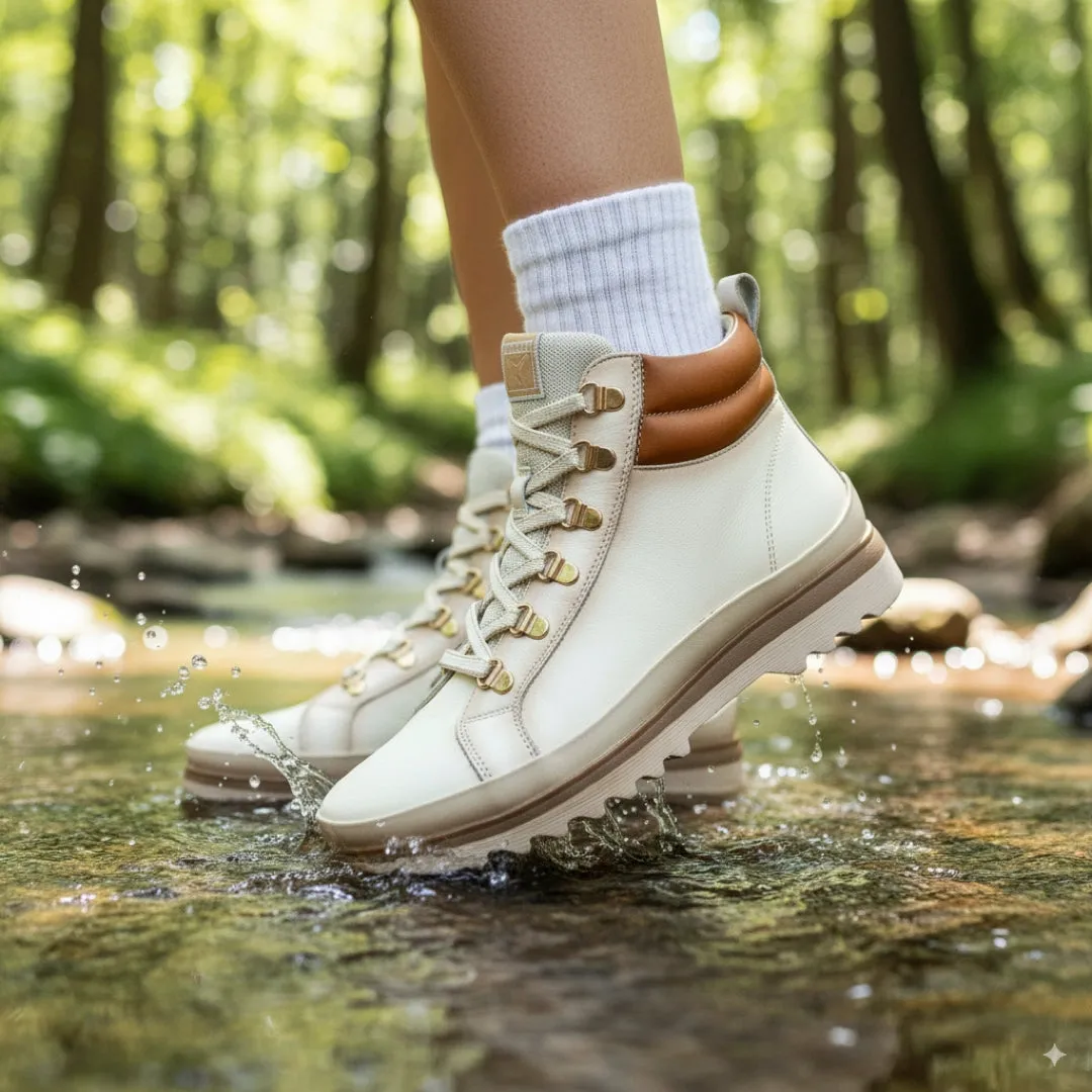 Vigo - Women’s Nata White Leather Ankle Trainers Boots sold by Tru Clothing product image thumbnail 3
