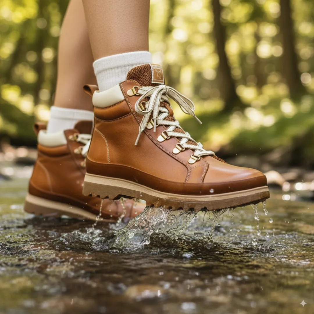 Vigo - Women’s Brandy Brown Leather Ankle Trainers Boots sold by Tru Clothing product image thumbnail 3