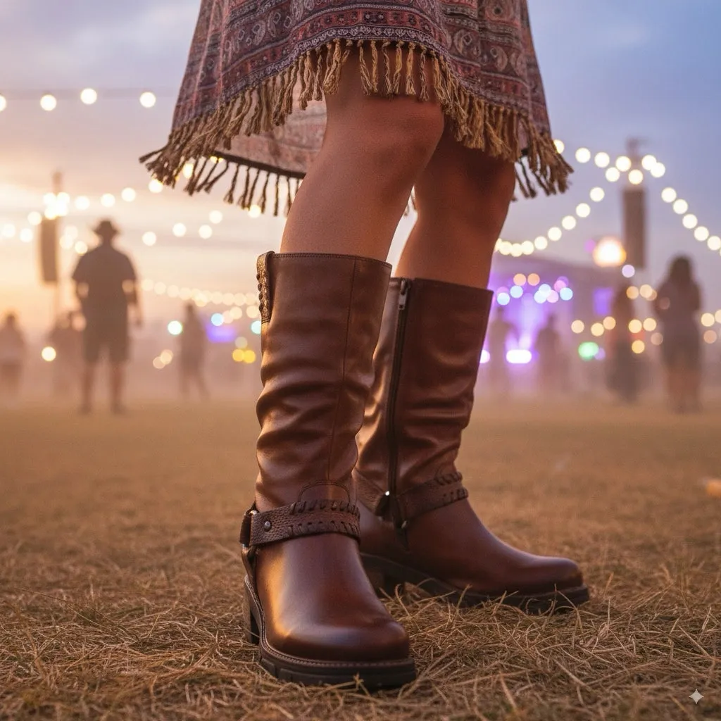 San Sebastian - Women's Brown Mid-Calf Tall Ankle Boots sold by Tru Clothing product image thumbnail 3