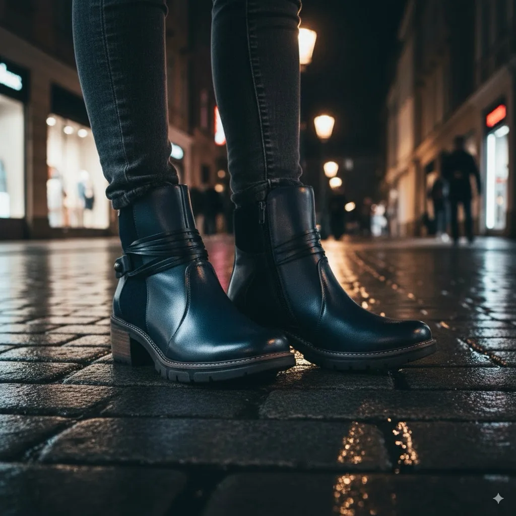 San Sebastian - Women's Blue Leather Ankle Boots sold by Tru Clothing product image thumbnail 3