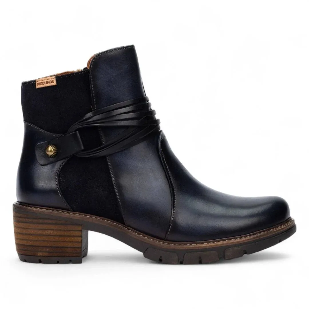 San Sebastian - Women's Blue Leather Ankle Boots sold by Tru Clothing