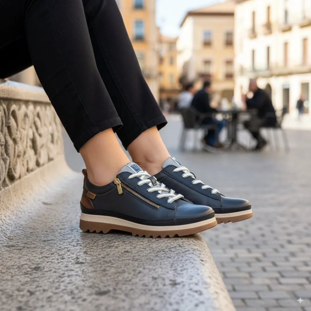 Vigo - Women’s Ocean Blue Leather Sneakers sold by Tru Clothing product image thumbnail 3