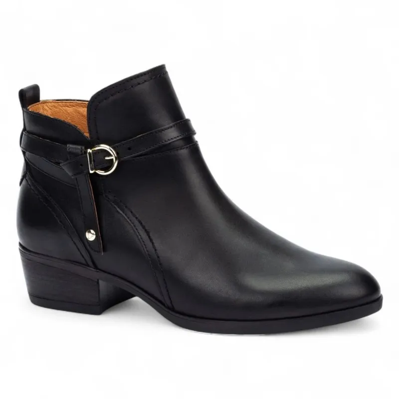 Daroca - Women’s Black Leather Bootie Heeled Biker Boots sold by Tru Clothing