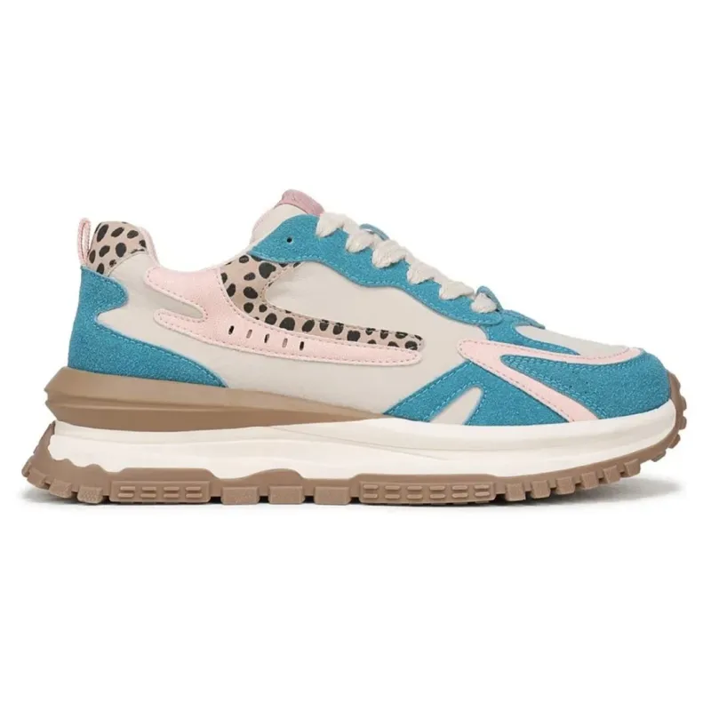 Leo - Women's Pink Blue Retro Lace-Up Sneakers sold by Tru Clothing