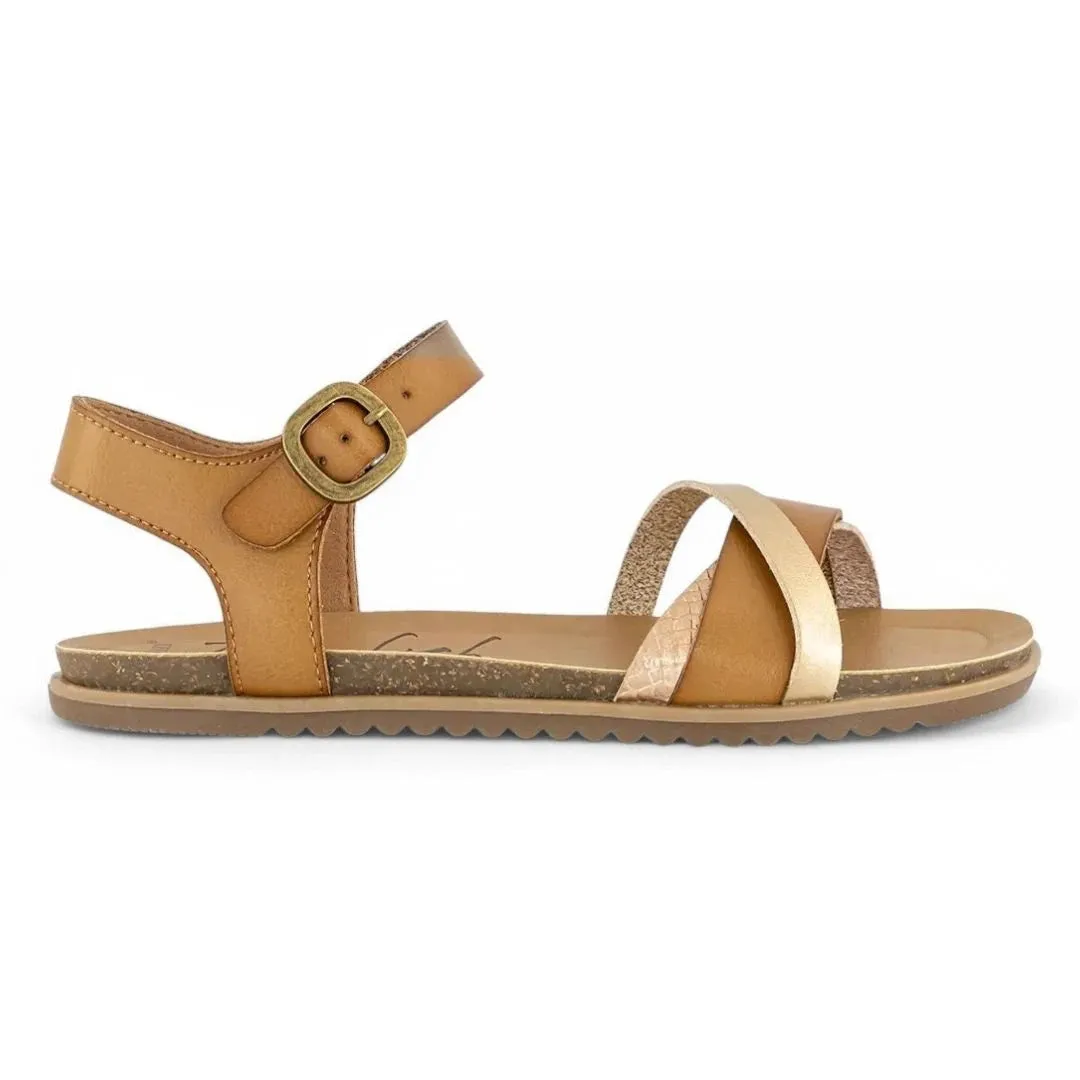 Monti-B - Women's Tan Strappy Buckle Wedge Sandals sold by Tru Clothing