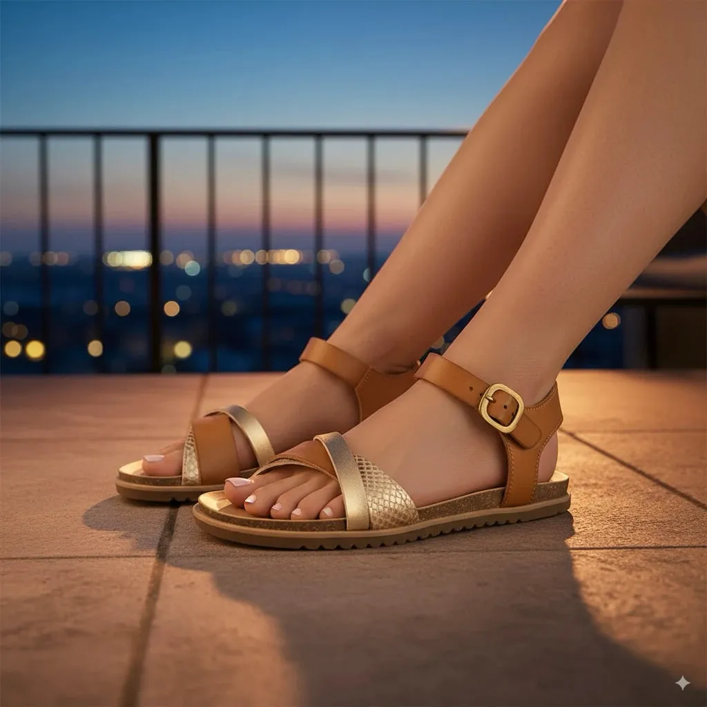 Monti-B - Women's Tan Strappy Buckle Wedge Sandals sold by Tru Clothing product image thumbnail 2