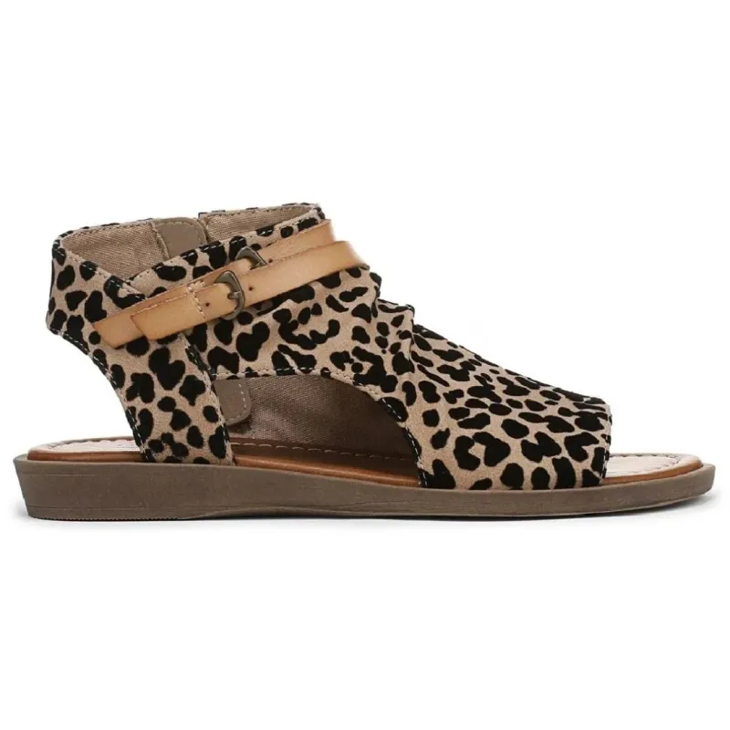 Denver - Women's Brown Leopard Strappy Low Wedge Sandals sold by Tru Clothing