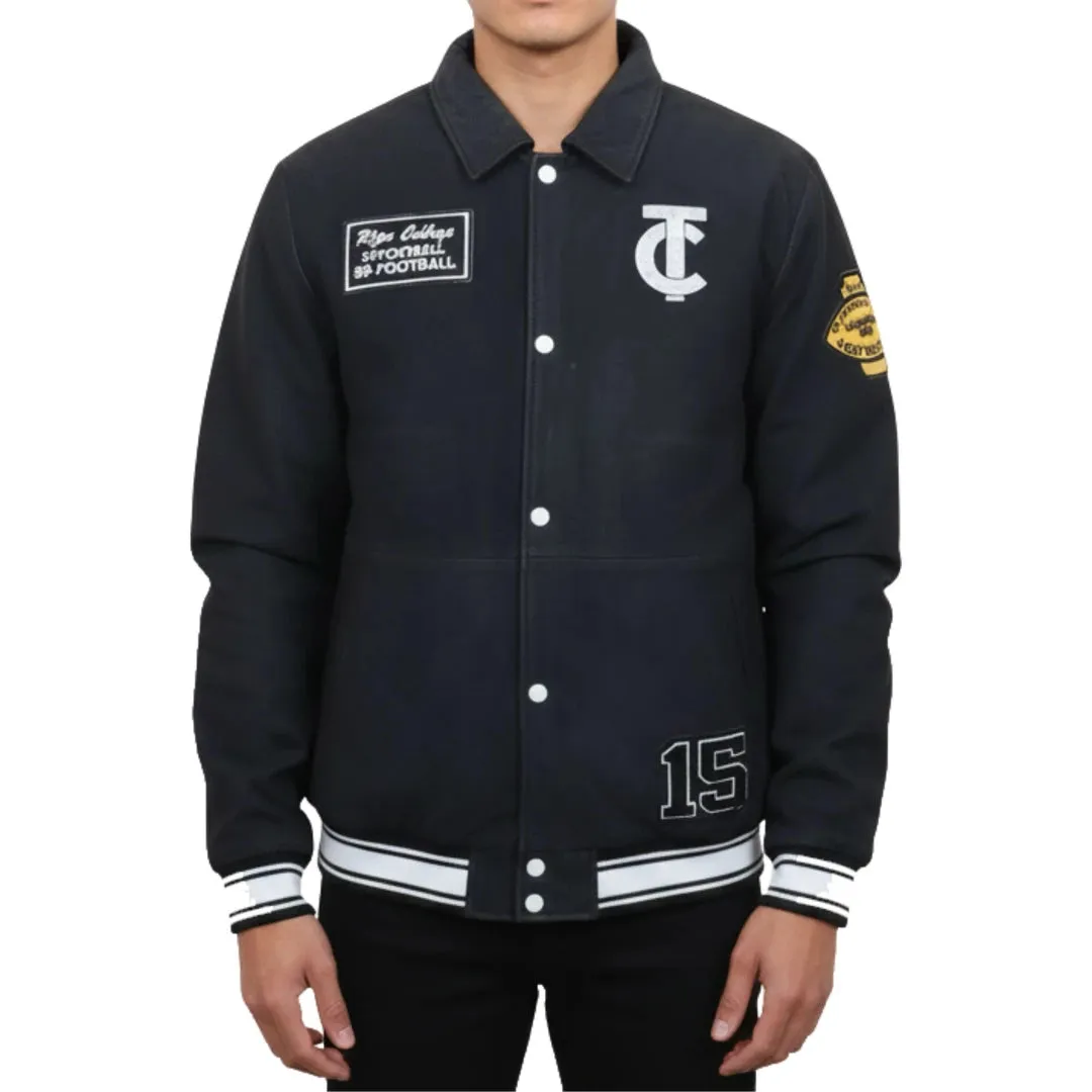 Men's Leather Varsity Letterman Bomber Jacket sold by Tru Clothing