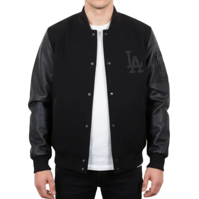 Men's LA Varsity Leather Bomber Jacket sold by Tru Clothing