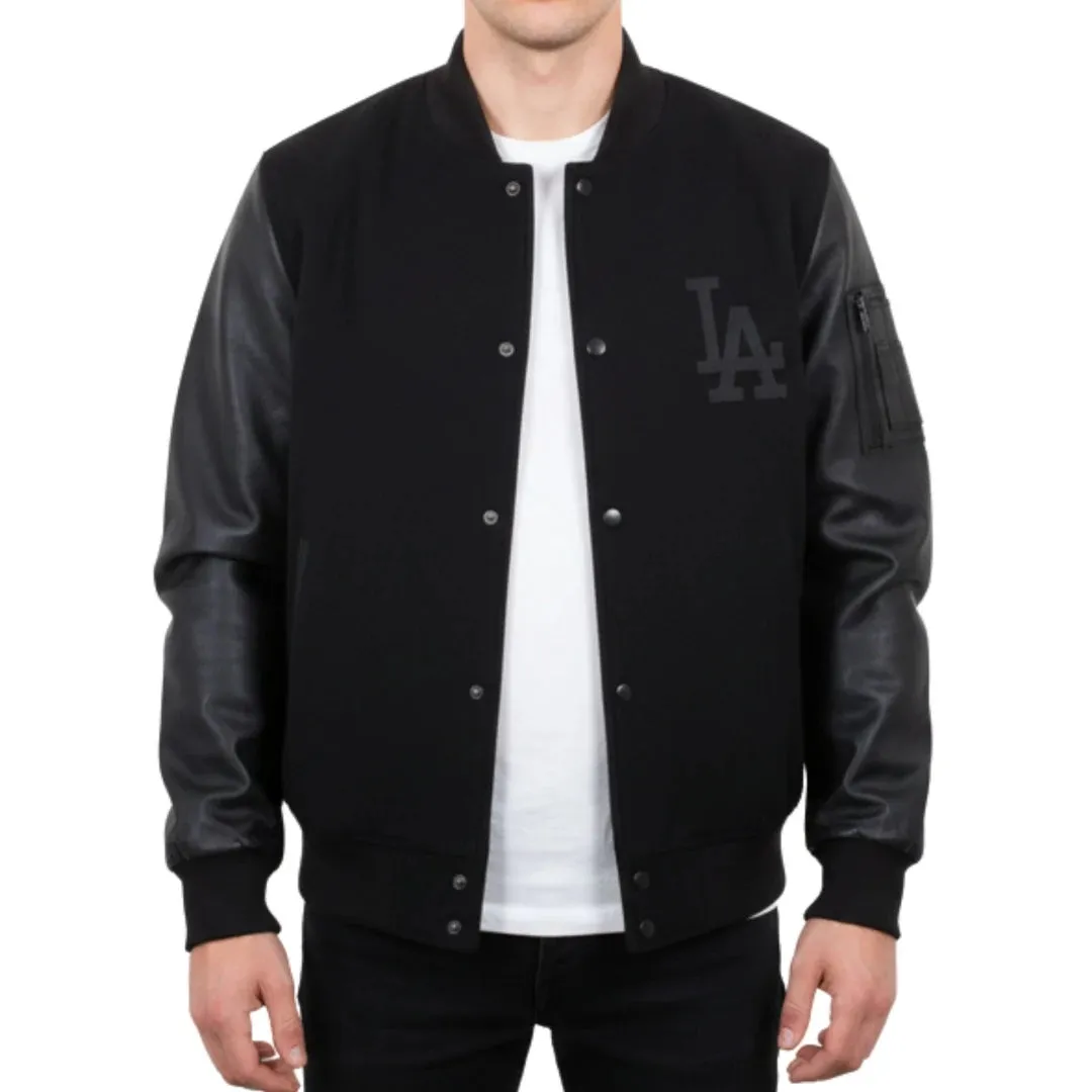 Men's LA Varsity Leather Bomber Jacket sold by Tru Clothing