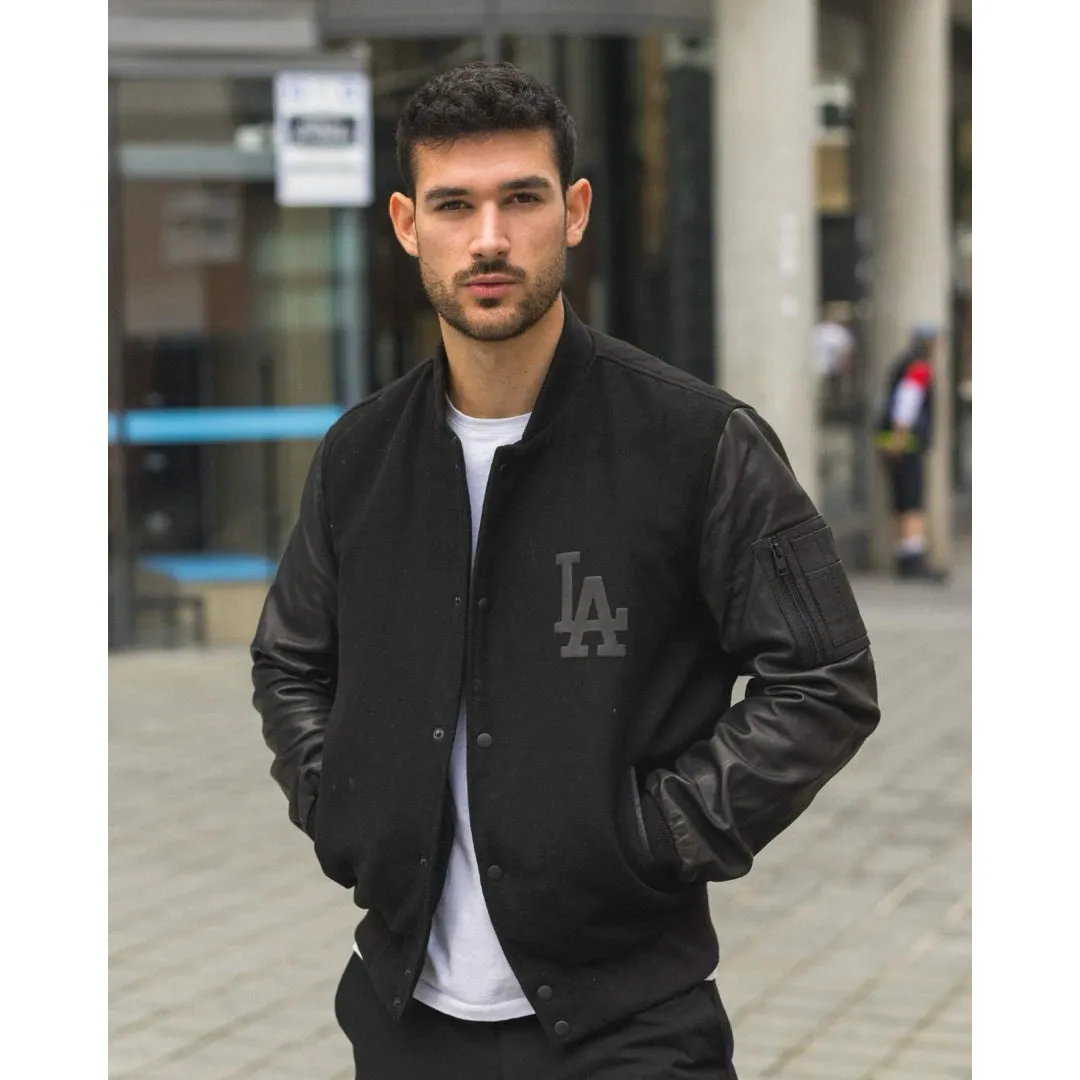 Men's LA Varsity Leather Bomber Jacket sold by Tru Clothing product image thumbnail 2