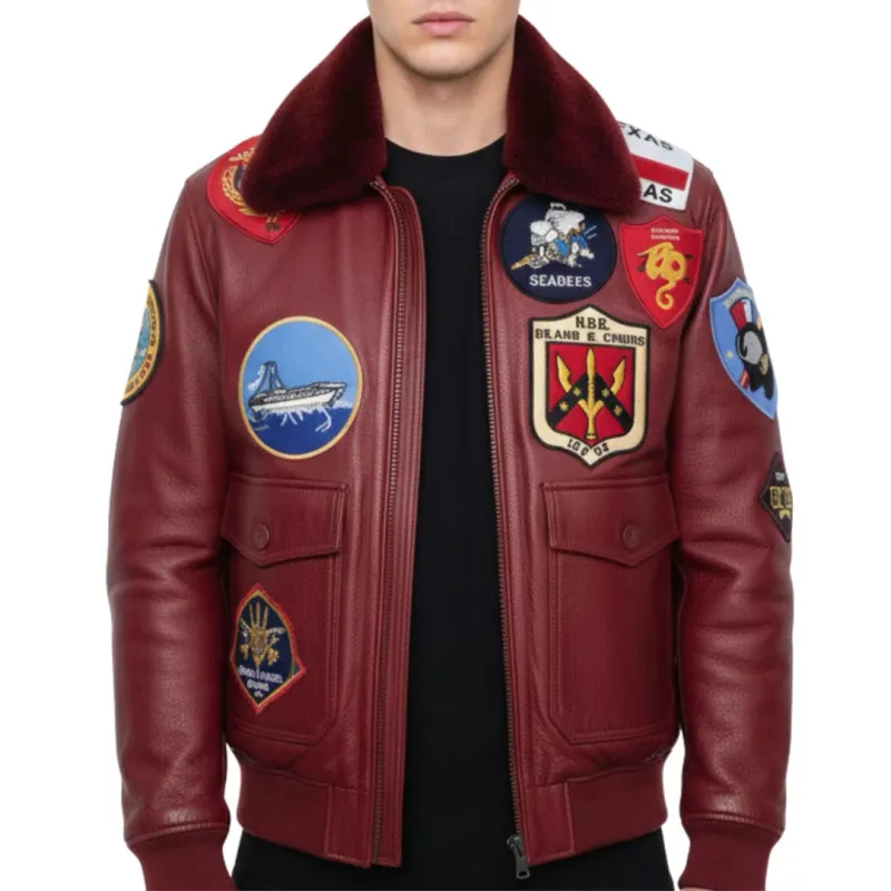 Men's Cowhide Top Gun Maverick Leather Aviator Bomber Jacket sold by Tru Clothing