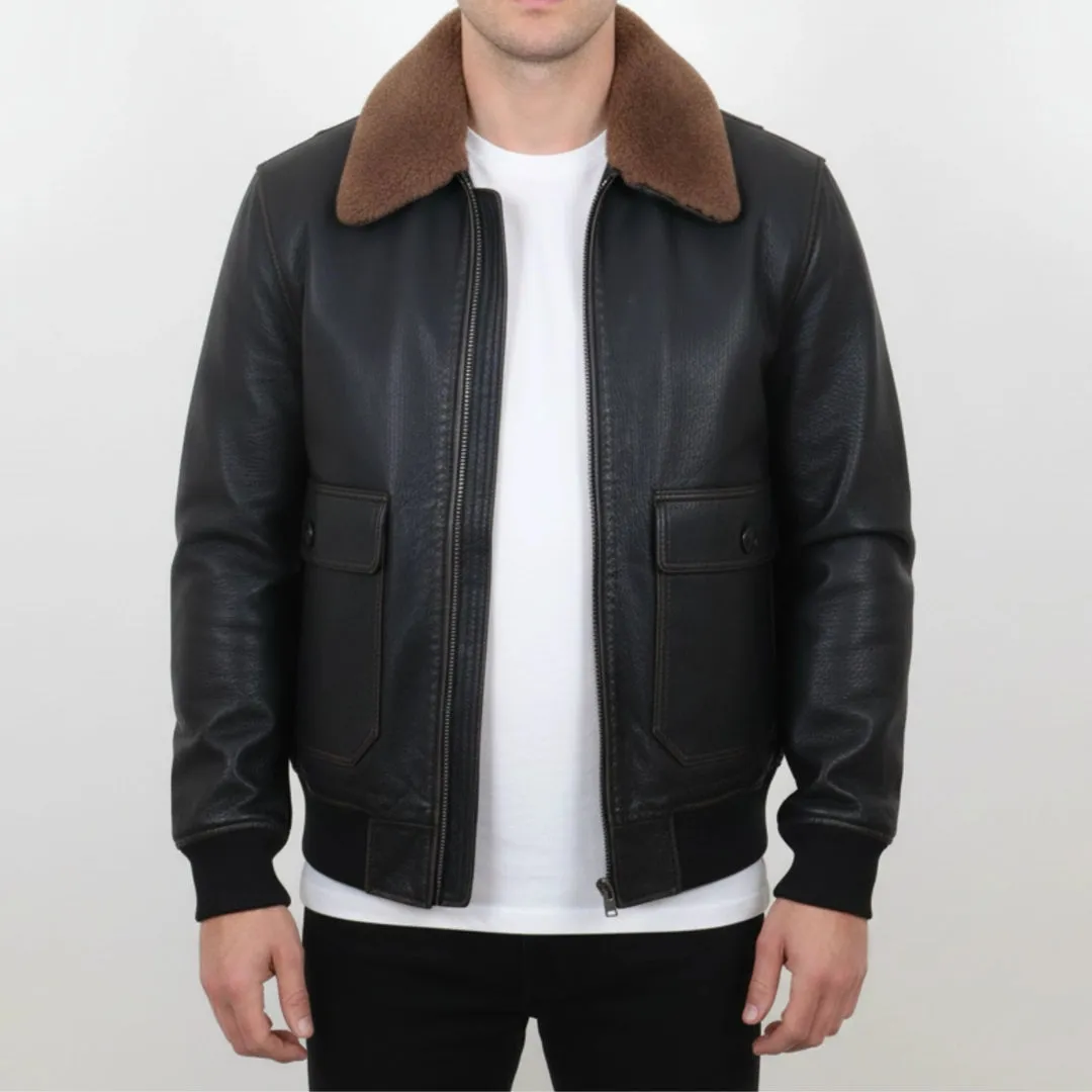 Men's LA Varsity Leather Bomber Jacket sold by Tru Clothing product image thumbnail 3