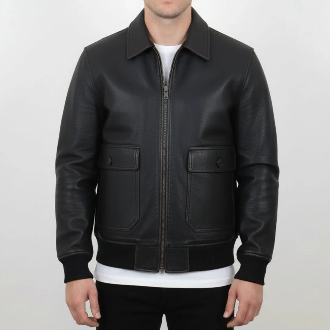 Men's LA Varsity Leather Bomber Jacket sold by Tru Clothing product image thumbnail 4