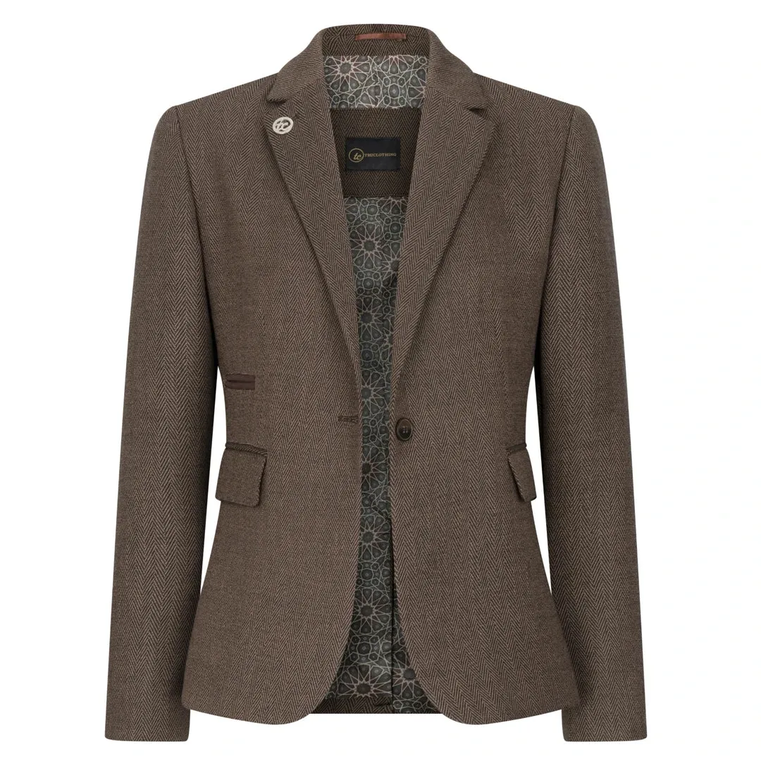 TPW-AK-06 - Women's Brown 3 Piece Herringbone Tweed Suit sold by Tru Clothing product image thumbnail 4