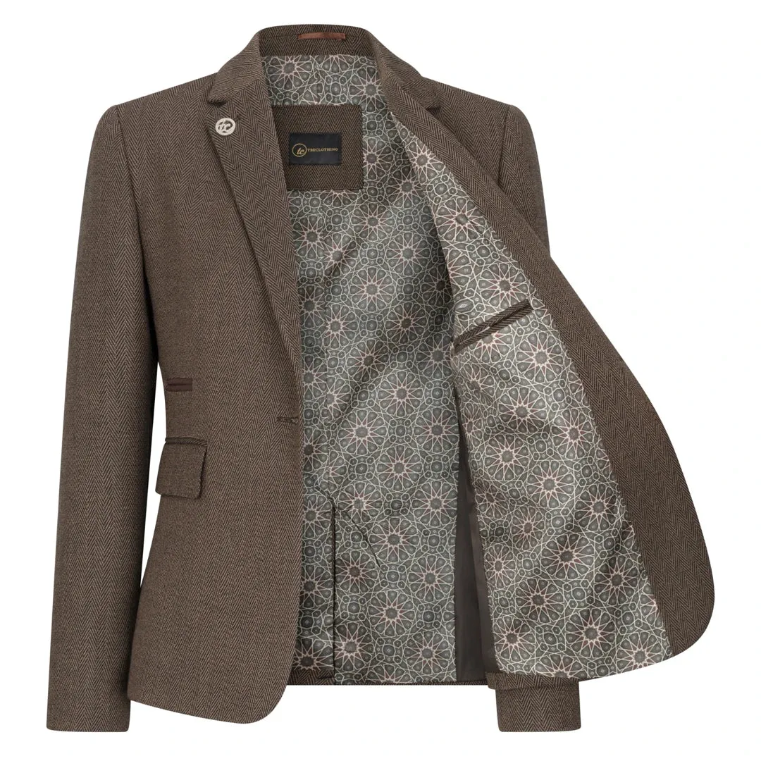 TPW-AK-06 - Women's Brown 3 Piece Herringbone Tweed Suit sold by Tru Clothing product image thumbnail 5