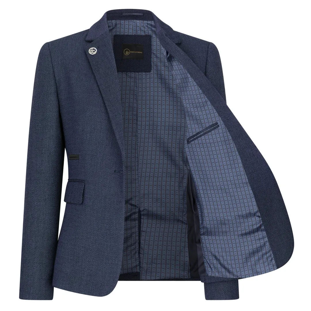 TPW-AK-04 - Women's Navy 3 Piece Herringbone Tweed Suit sold by Tru Clothing product image thumbnail 5