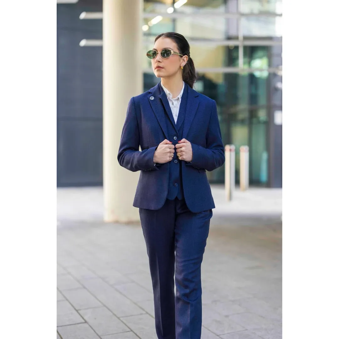 TPW-AK-04 - Women's Navy 3 Piece Herringbone Tweed Suit sold by Tru Clothing product image thumbnail 2