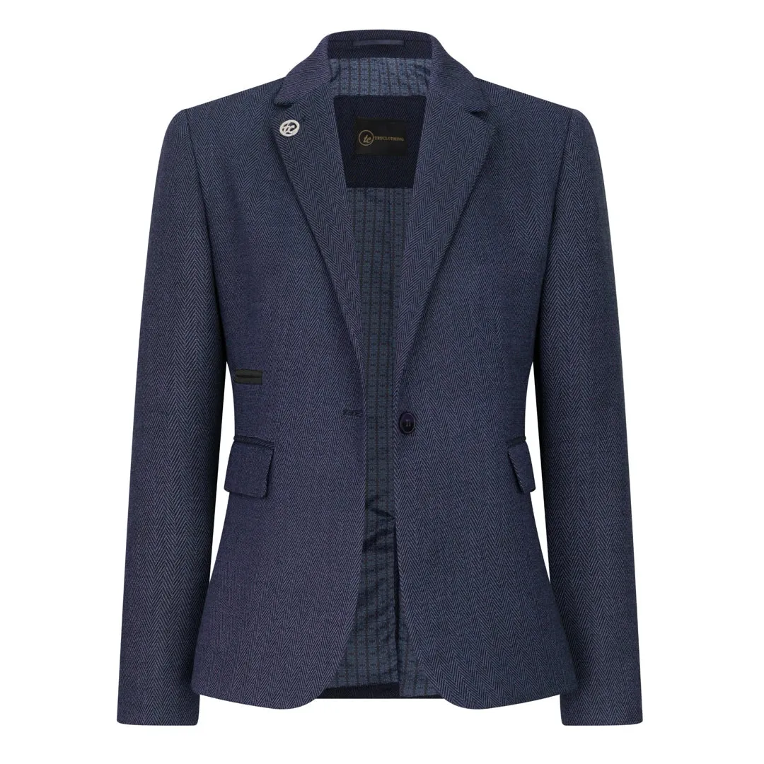 TPW-AK-04 - Women's Navy 3 Piece Herringbone Tweed Suit sold by Tru Clothing product image thumbnail 4