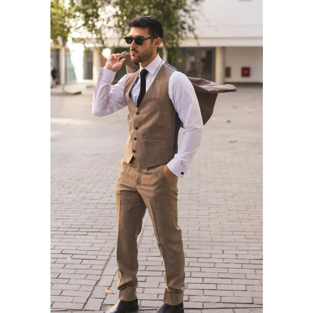 IM33 - Men's 3 Piece Brown Tailored Fit Suit sold by Tru Clothing product image thumbnail 3