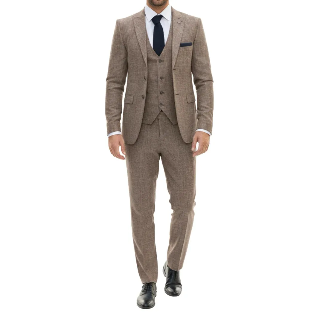 IM33 - Men's 3 Piece Brown Tailored Fit Suit sold by Tru Clothing product image thumbnail 4