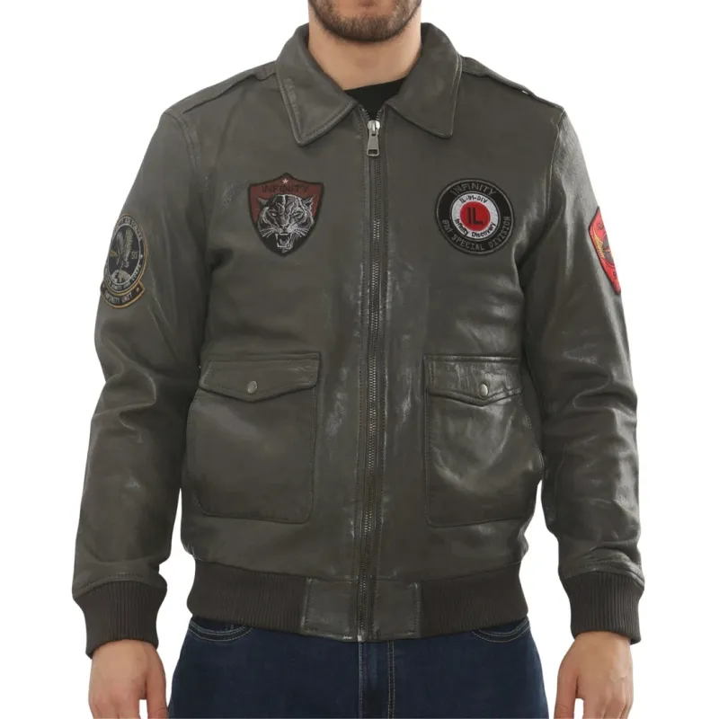 Men's Leather Bomber Jacket Pilot Air Force Style sold by Tru Clothing