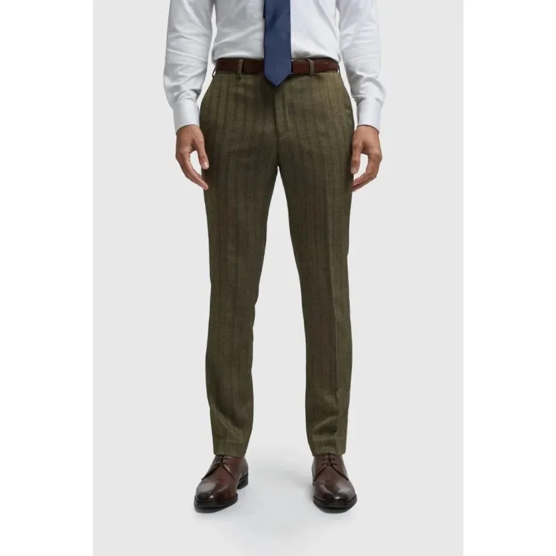 Damon - Men's Olive Green Tweed Trousers sold by Tru Clothing