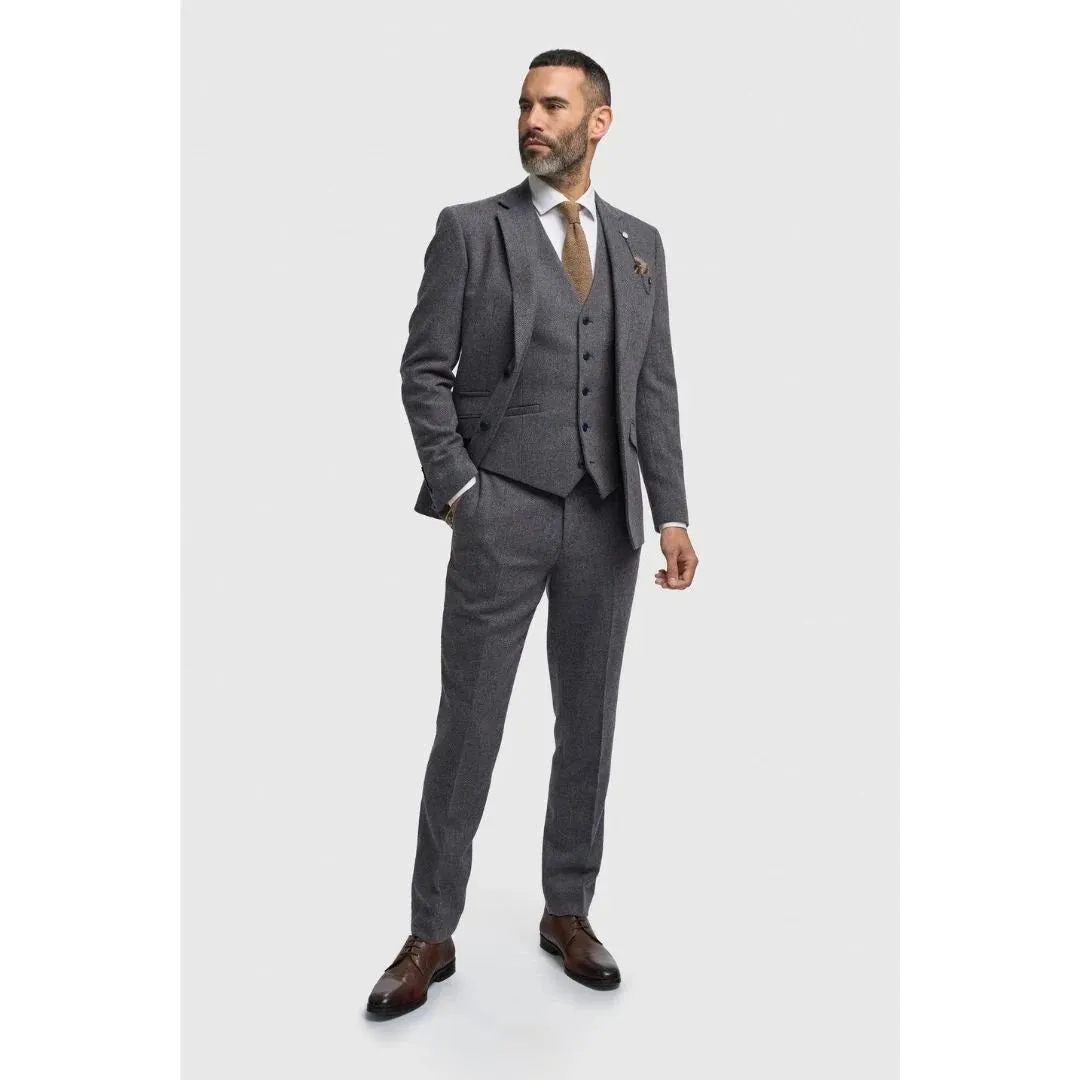Thomas - Men’s Navy 3 Piece Wool Blend Tweed Suit sold by Tru Clothing product image thumbnail 2