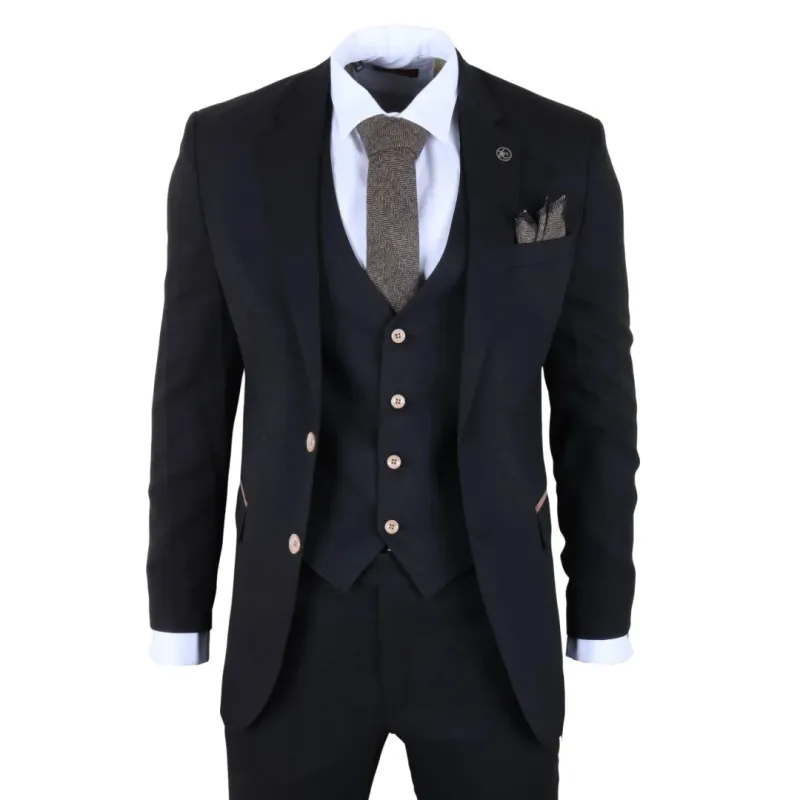 IM32 - Men's Black 3 Piece Tailored Fit Suit sold by Tru Clothing