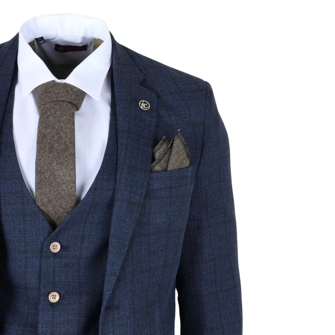 IM11 - Men's Navy 3 Piece Plaid Check Suit sold by Tru Clothing product image thumbnail 5