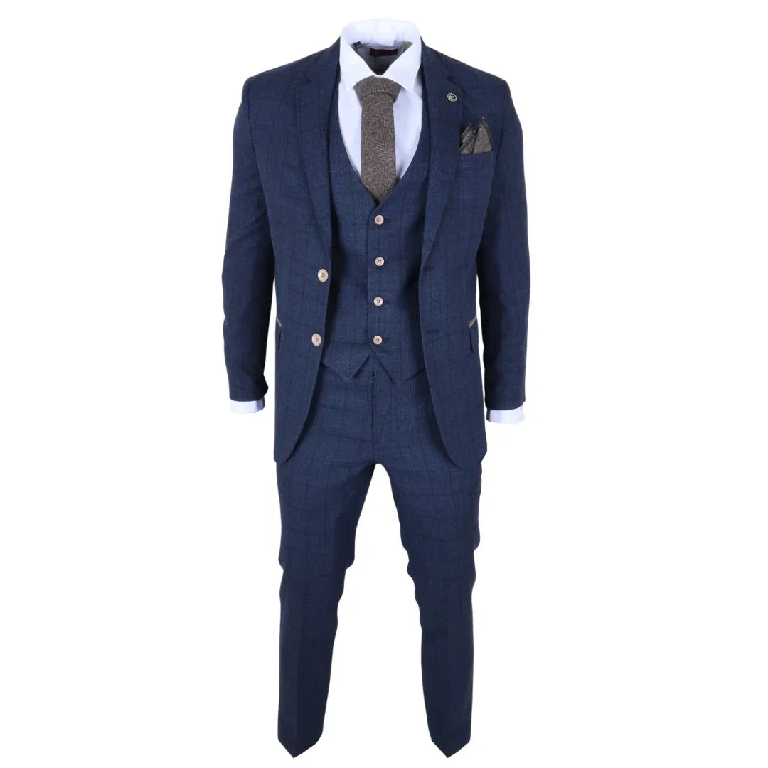 IM11 - Men's Navy 3 Piece Plaid Check Suit sold by Tru Clothing product image thumbnail 3