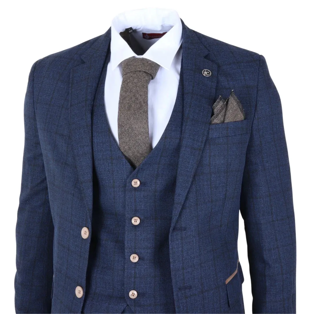 IM11 - Men's Navy 3 Piece Plaid Check Suit sold by Tru Clothing product image thumbnail 4