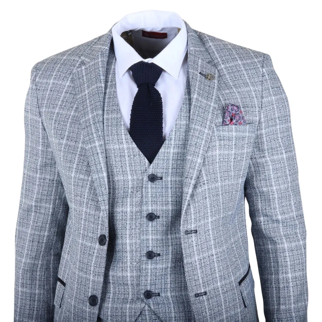 IM11 - Men's Light Blue 3 Piece Plaid Check Suit sold by Tru Clothing product image thumbnail 4
