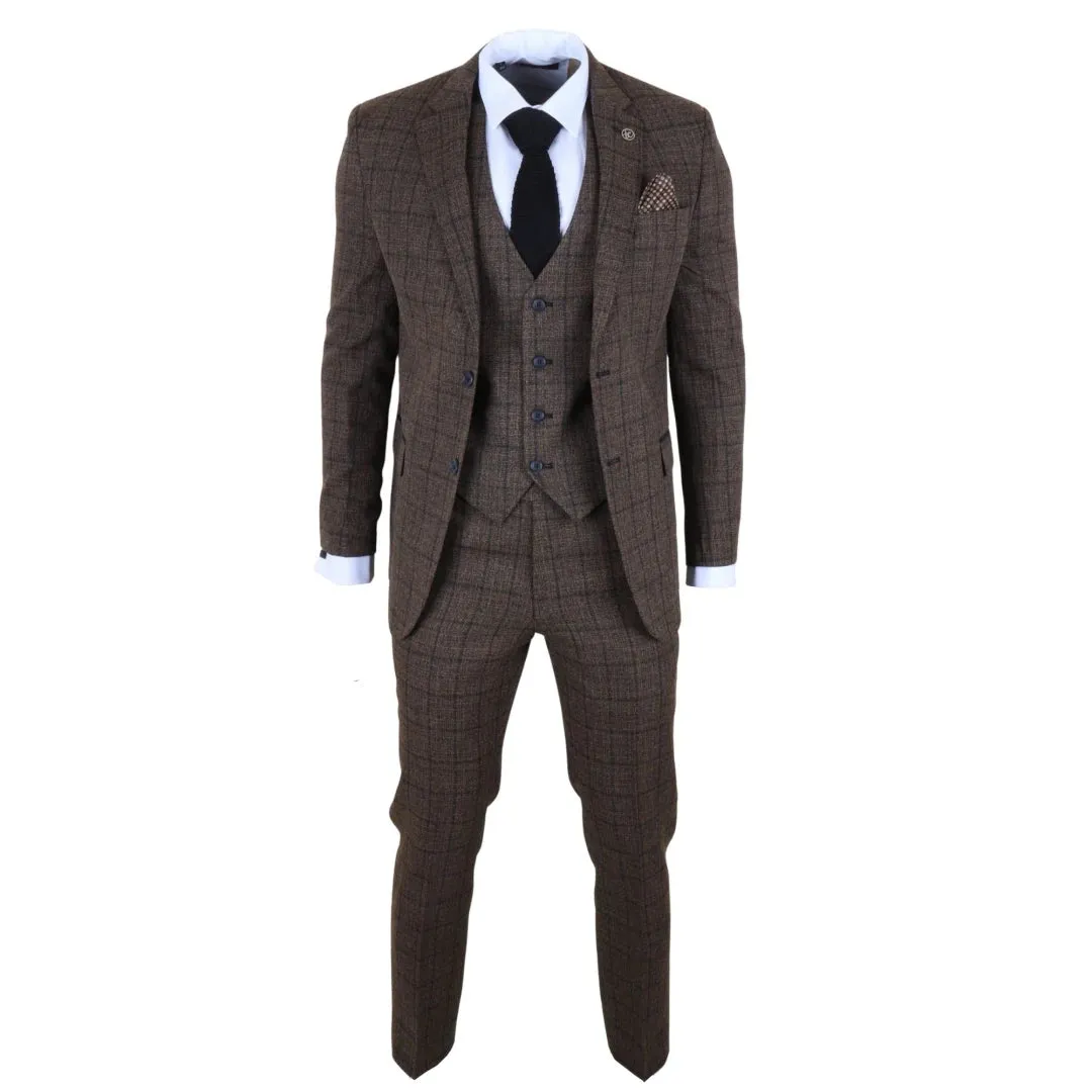 IM11 - Men's Dark Brown 3 Piece Plaid Check Suit sold by Tru Clothing product image thumbnail 3