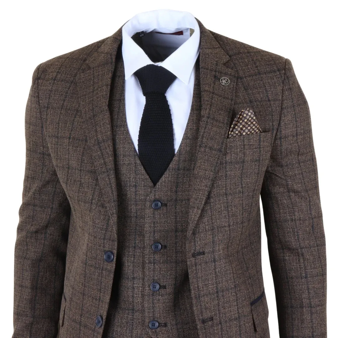 IM11 - Men's Dark Brown 3 Piece Plaid Check Suit sold by Tru Clothing product image thumbnail 4