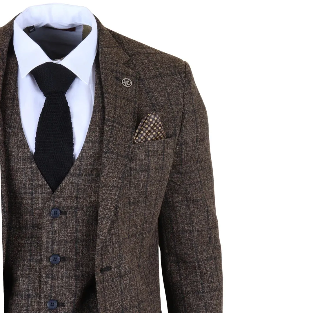 IM11 - Men's Dark Brown 3 Piece Plaid Check Suit sold by Tru Clothing product image thumbnail 5
