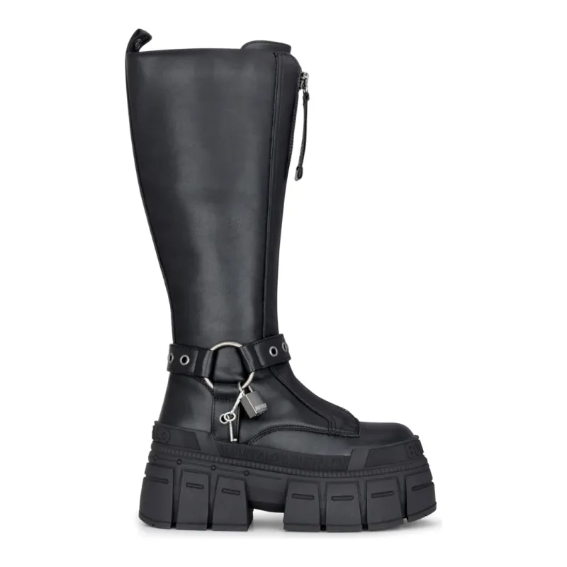 GOSPHER BIKER HI - Women’s Black Platform Knee-High Boots sold by Tru Clothing