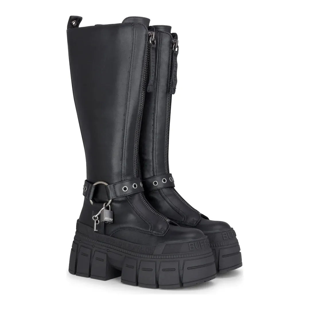 GOSPHER BIKER HI - Women’s Black Platform Knee-High Boots sold by Tru Clothing product image thumbnail 2