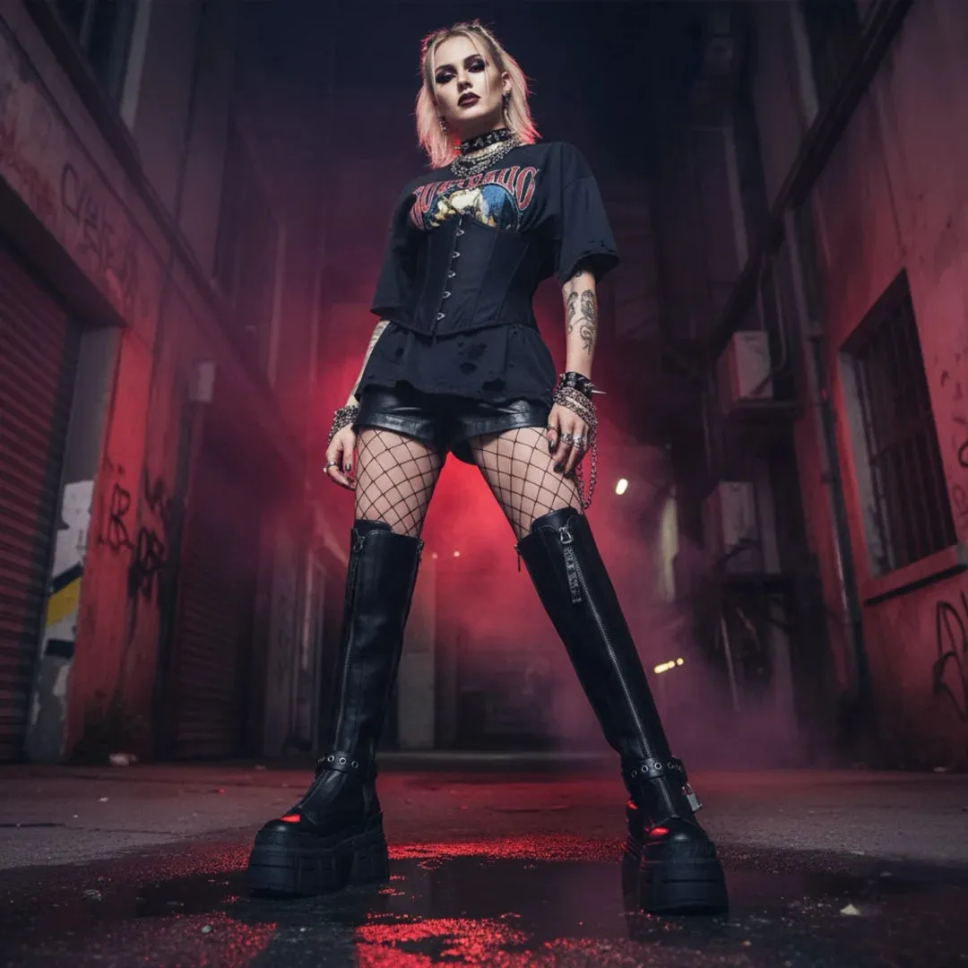 GOSPHER BIKER HI - Women’s Black Platform Knee-High Boots sold by Tru Clothing product image thumbnail 3