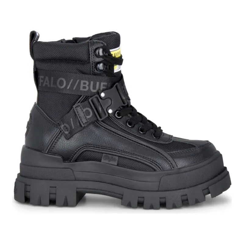 ASPHA COM1 - Women’s Black Combat Platform Boots sold by Tru Clothing