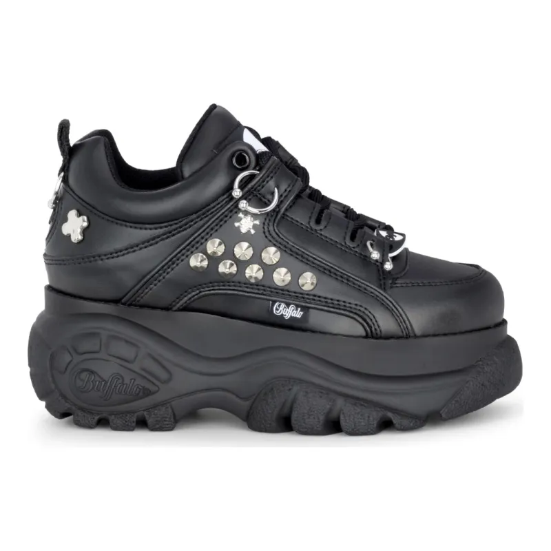 1339-14 PUNK - Women's Black Platform Studded Sneakers sold by Tru Clothing