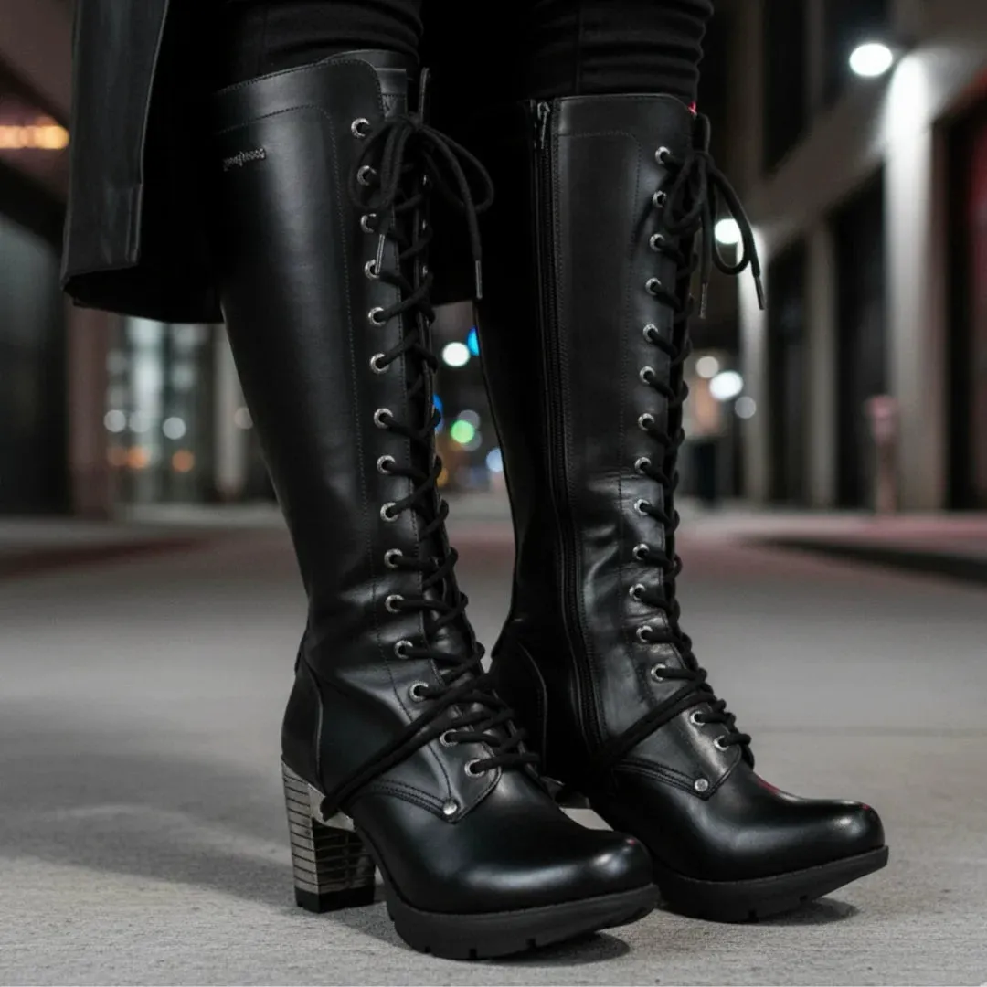 New Rock TR005-S1 Ladies Knee High Black High Heeled Boots sold by Tru Clothing product image thumbnail 3