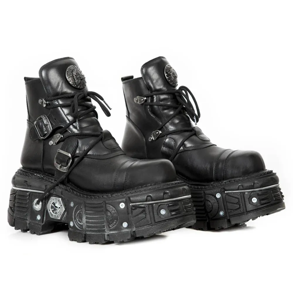 New Rock M-TANK007-S1 Black Leather Platform Ankle Boots sold by Tru Clothing product image thumbnail 2