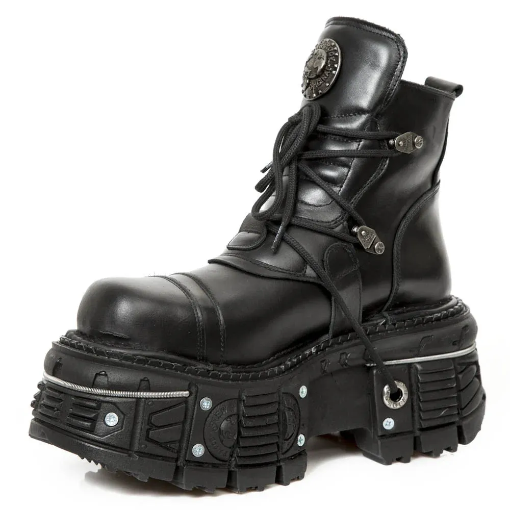 New Rock M-TANK007-S1 Black Leather Platform Ankle Boots sold by Tru Clothing product image thumbnail 4