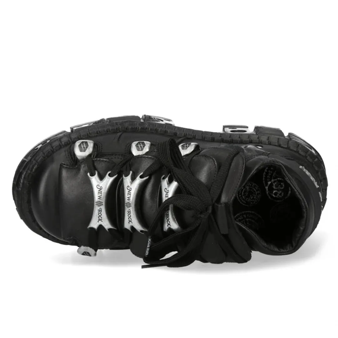 New Rock M-OVERZ106B-C1 Chunky Black Leather Ankle Boots sold by Tru Clothing product image thumbnail 5